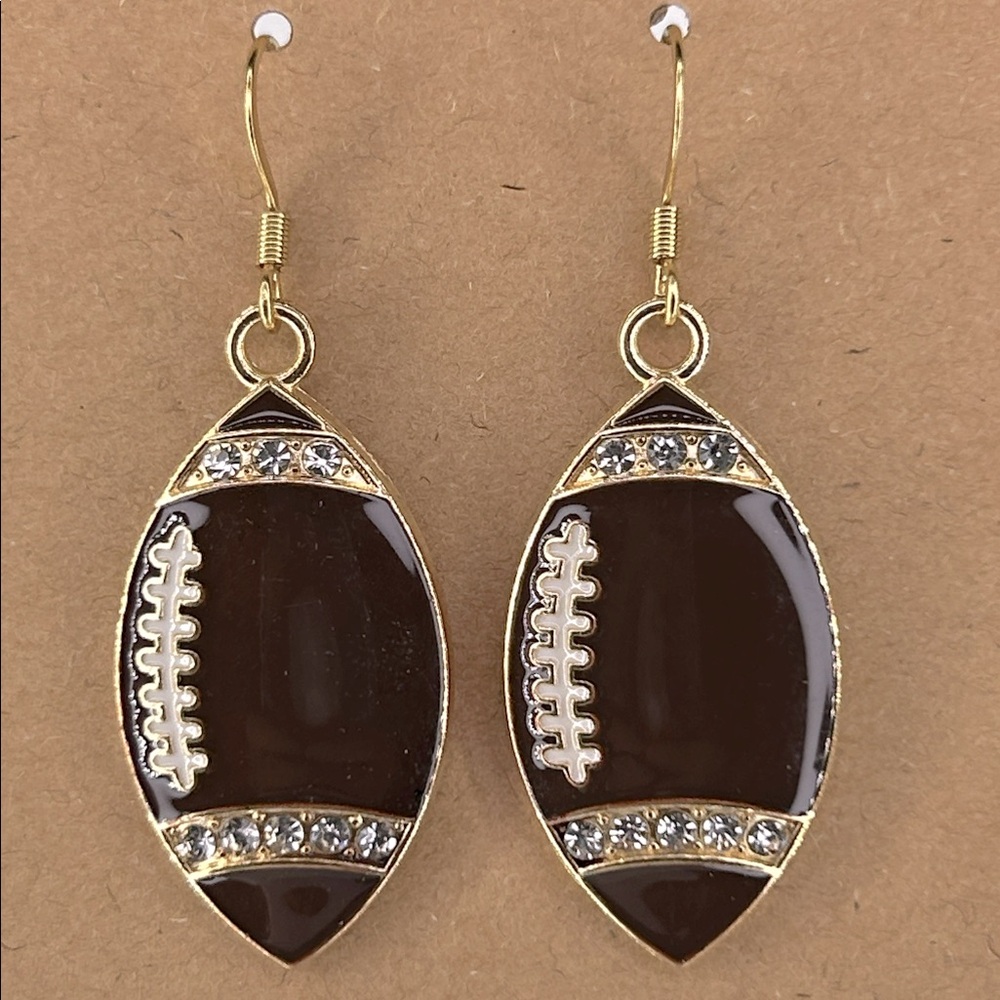 18k Gold Platted Hook Football Dangle Earrings  Fashion Jewelry
